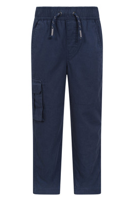 Pull Up Kids Jersey Lined Cargo Pants - Navy