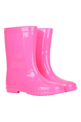 Plain Kids Wellies - Bright Pink