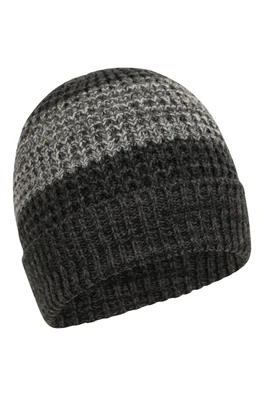 Two-Tone Melange Mens Thermal Beanie - Charcoal