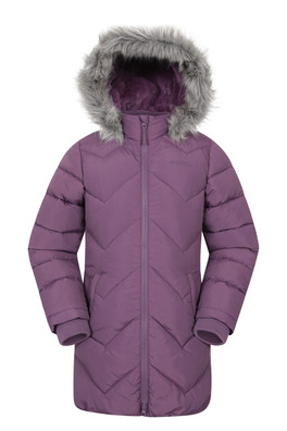 Galaxy Kids Water-resistant Long Padded Jacket - Dark Purple