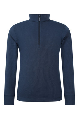 Talus Kids Zip Neck Base Layer Top - Navy