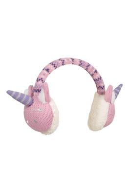 Unicorn Adjustable Knitted Kids Earmuffs - Pink