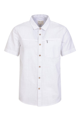 Coconut Slub Texture Mens Short-Sleeved Shirt - Off White