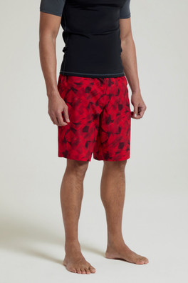 Printed Mens Swim Shorts - Red