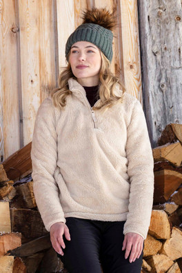 Teddy Womens Half-Zip Fleece - Beige