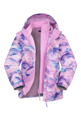 Aries Printed Waterproof Kids 3-in-1 Jacket - Dark Pink