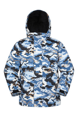 Mogal Printed Kids Ski Jacket - Pale Blue
