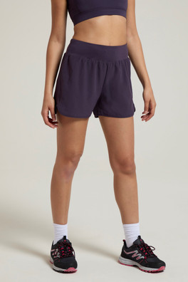 Double-Layer Womens Running Shorts - Dark Purple