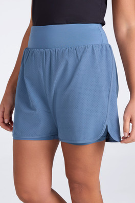 Double-Layer Womens Running Shorts - Blue