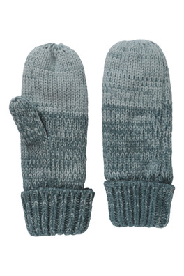 Womens Ombre Knit Mittens - Teal