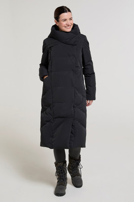 Cozy Wrap Extreme Womens Extra Long Down Jacket - Black
