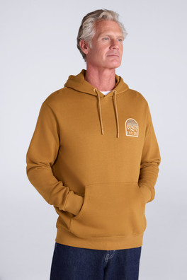 Circular Sunset Mountain Mens Graphic Hoodie - Mustard