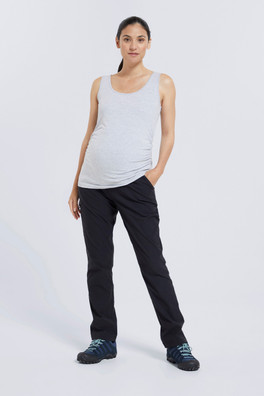 Maternity Hiker Stretch Womens Pants - Short Length - Black