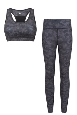 Mesh Motion Womens Patterned Bra and Leggings Set - Camouflage