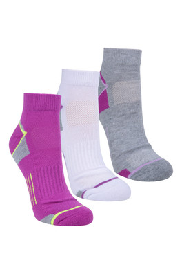 IsoCool Womens Trainer Socks 3-Pack - Purple
