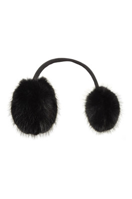 Womens Faux Fur Adjustable Ear Muffs - Black