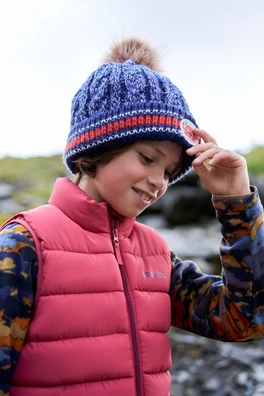 Badged Kids Pom-Pom Thermal Beanie - Navy