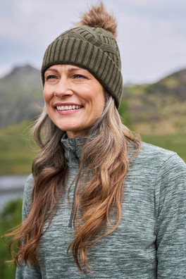 Florence Womens Pom Beanie - Khaki