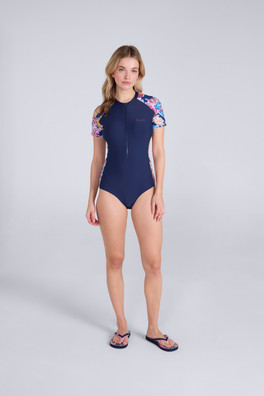 Isla Womens Printed Surf Suit - Navy