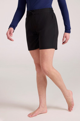 Quick Dry Womens Long Board Shorts - Jet Black