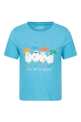 British Weather Kids T-Shirt - Bright Blue