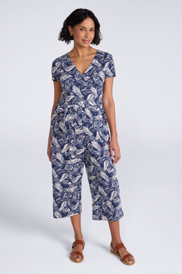 Santorini Womens Wrap Jumpsuit - Dark Blue