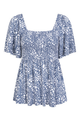 Hydra Womens Shirred Top - Dark Blue