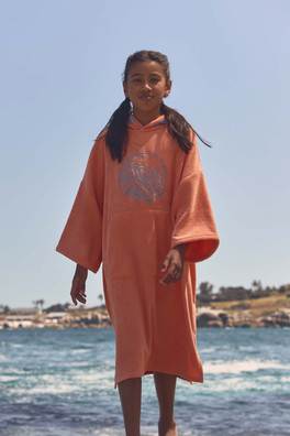 Gill Kids Towelling Poncho - Coral