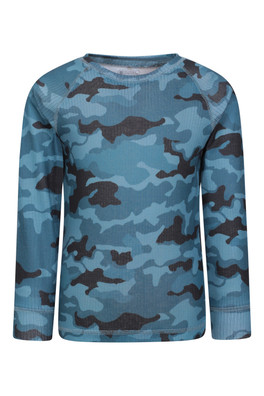 Talus Printed Kids Baselayer Top - Navy