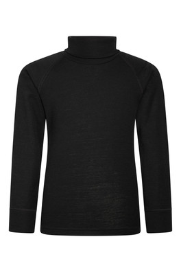 Haut De Base Col Roulé Enfant Merino - Noir