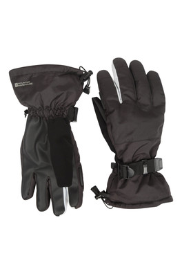 Womens Long Cuff Waterproof Ski Gloves - Black