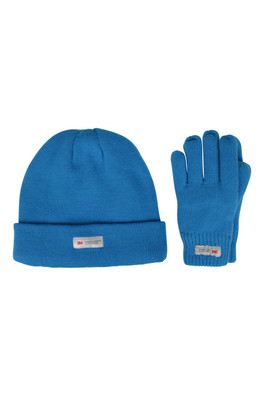 Thinsulate Fleece Lined Kids Hat & Glove Set - Bright Blue