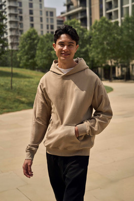 Icon Mens Drop Shoulder Hoodie - Light Beige
