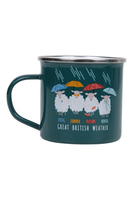 Great British Weather Enamel Mug - Teal