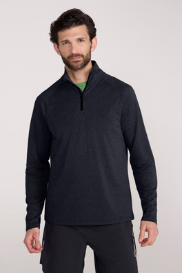 Top Spin Mens Textured Half-Zip Midlayer - Dark Grey
