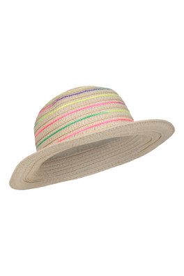 Rainbow Kids Straw Summer Hat - Pink