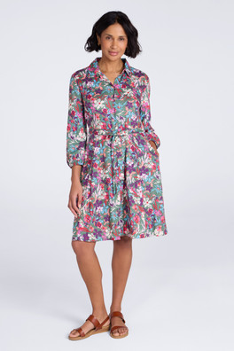 Porto Womens Woven Button-Through Shirt Dress - Mixed