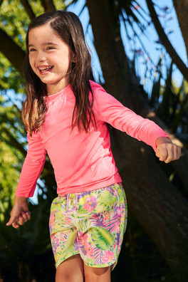 Aqua Kids Swimming Long Sleeve T-Shirt - Bright Pink