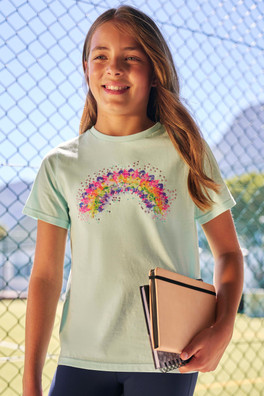 Sequin Rainbow Kids Tee - Turquoise