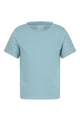Izzy Kids Broderie Tee - Pale Green