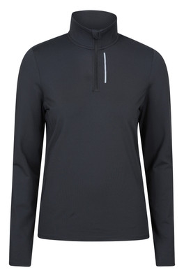 React Womens Reflective Detail Half-Zip Midlayer - Black
