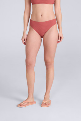 Florence Womens Ribbed Bikini Bottoms - Burgundy