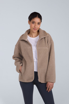 Anna Womens Sherpa Full Zip Fleece - Beige