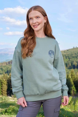 Printed Womens Relaxed Fit Sweatshirt - Light Khaki