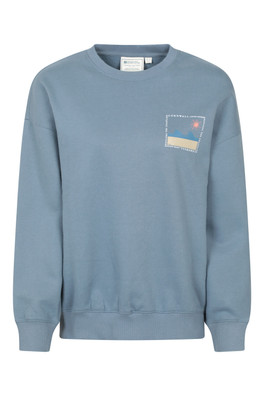 Printed Womens Relaxed Fit Sweatshirt - Blue