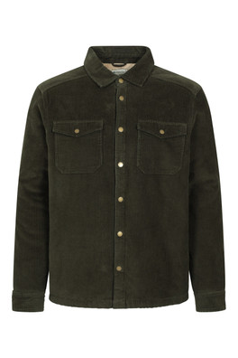 Chiswick Mens Cord Borg Lined Overshirt - Dark Khaki