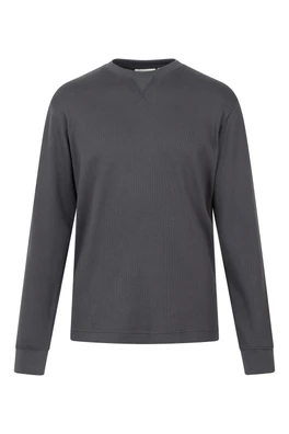 Tillsbury Mens Textured Waffle Long Sleeve Crew - Charcoal