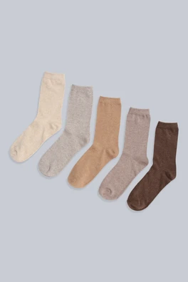 Haiden Cotton Rich Mens Mid-Calf Socks- 5 Packs - Light Beige