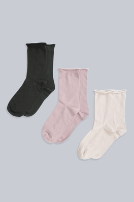 Isla Womens Roll Hem Mid Calf Socks- 3 Packs - Green