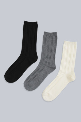 Willow Womens Twisted Ribbed Socks- 3 Pack - Dark Grey